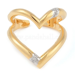 Двухслойное латунное микропаве прозрачное кубическое цирконие открытое кольцо-манжета для женщин RJEW-Q819-22G