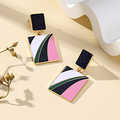 Прямоугольные серьги-гвоздики из сплава с эмалью&nbsp;FS-WG25040-01