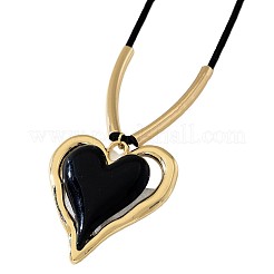Ожерелья с подвеской в виде сердца из черного эмалевого сплава для женщин FS-WGA6DE4-01