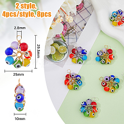 8 pieza de 2 colgantes de lámpara de ojo malvado hechos a mano de 7 chakras de estilo 29.5x25x10&nbsp;FIND-FH0007-74