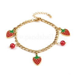 Браслеты с подвесками из нержавеющей стали 304 с эмалью для женщин&nbsp;BJEW-G747-01G