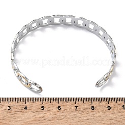 ツートンカラーの304ステンレススチール製カフバングル  女性用リングリンクチェーンバングル  イオンプレーティング（ip）  長持ちメッキ  ゴールデン·ステンレス鋼色  内径：1.93x2.44インチ（4.9x6.2cm）&nbsp;BJEW-A160-02GP