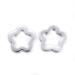 201 ステンレススチールリンクコネクター  花  銀色のメッキ  11x11.5x1mm  穴：6.5mm&nbsp;STAS-H557-04S