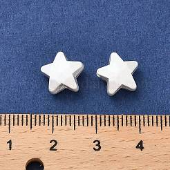 マット合金ビーズ  スター  マットシルバーカラー  10x10x6mm  穴：1.4mm&nbsp;PALLOY-R145-04MS