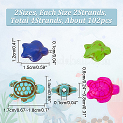 4 нить 2 нити окрашенных синтетических бирюзовых бусин 15~18x12~14x6~8 стилей G-NB0004-90
