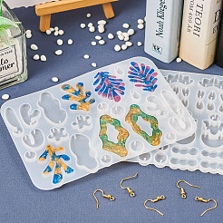 2 шт. 2 Молды для сережек-подвесок в виде гриба и листа из силикона&nbsp;DIY-TA0005-43