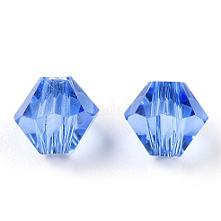 模造5301ダブルコーンビーズ  透明ガラスファセットビーズ  ライトブルー  6x5mm  穴：1.3mm  約288個/袋&nbsp;GLAA-F026-C14