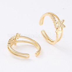 Anelli di polsino in zircone chiaro con micro pavè di ottone&nbsp;RJEW-F102-14G