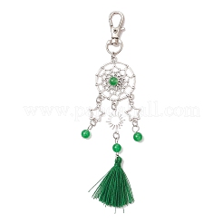 Colgante de aleación y cuentas de jade de Malasia naturales y teñidos&nbsp;HJEW-JM02936-01
