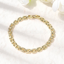 Браслеты-цепочки с пантерами из латуни с микропаве из прозрачных кубических цирконий для женщин BJEW-H630-04G