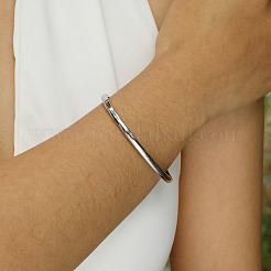 Не тускнеющие гладкие браслеты на петлях из нержавеющей стали 304&nbsp;LS-BJEW-Q772-01P