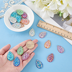 21 Stück 7 Farben galvanisierte opake Harz-Cabochons&nbsp;RESI-FG0001-16