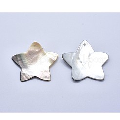 天然石ブラックリップシェルペンダント  スター  40~50x40~50x2~5mm  穴：2~3mm&nbsp;SSHEL-P015-35