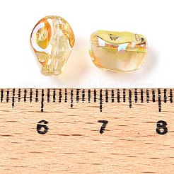 電気メッキガラスビーズセット  スカル  ライトカーキ  10x8x7.5mm  穴：1mm  約65個/連  25.59''（65センチメートル）&nbsp;EGLA-T021-09E