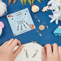 Плоские круглые с эмалевым покрытием с цифровым рисунком акриловые замковые маркеры петель со звездой из сплава HJEW-AB00104