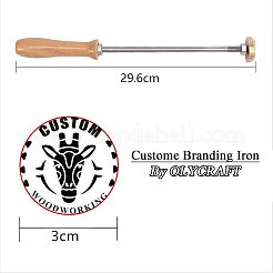 鉄のスタンプのブランディング  ケーキ/木/革用  鹿の模様  30mm&nbsp;AJEW-WH0138-0222