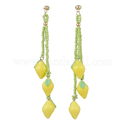 Серьги-гвоздики лимонного цвета из нержавеющей стали 304 EJEW-TA00690