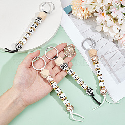 4 шт. 2 цвета деревянные и пластиковые бусины брелок украшения&nbsp;AJEW-SP0001-40