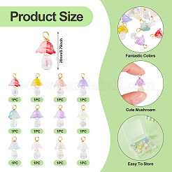 12 шт. подвески из золотистой латунной проволоки в форме гриба&nbsp;PALLOY-TAC0161