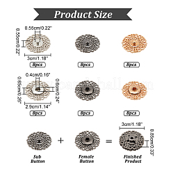 24 шт. 3-х цветные кнопки из сплава и латуни FIND-NB0003-69