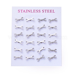 変色しにくい304ステンレススチールスタッドピアス  低刺激性のイヤリング  スパナ  ステンレス鋼色  10x4mm  ピン：0.7mm  12のペア/ボード&nbsp;EJEW-H368-40P