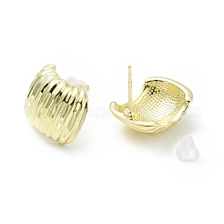 Orecchini a bottone rettangolari curvi in lega con 925 perno in argento sterling da donna&nbsp;EJEW-G310-07G