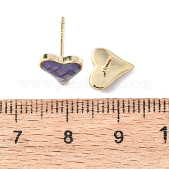 Серьги-гвоздики в форме сердца из латуни и эмали EJEW-I322-08G