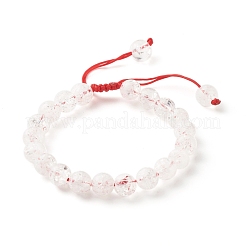 Набор браслетов из плетеных бусин из натурального кракле кварца и лавы&nbsp;BJEW-JB07212-03