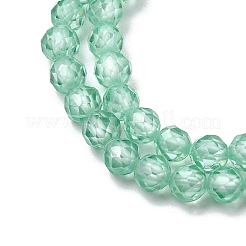立方晶ジルコニアビーズ連売り  多面カット  ラウンド  アクアマリン  4mm  穴：0.8mm  約91個/連  14.3インチ（36.5cm）&nbsp;G-G792-47-15C