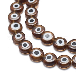 Handmade bösen Blick lampwork flache runde Perle Stränge&nbsp;LAMP-L058-10mm-13