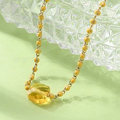 Bracciali a catena con maglie in perline di vetro in acciaio inossidabile 304&nbsp;BJEW-A036-14G-02