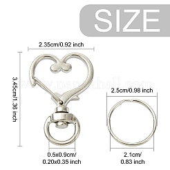 10 шт. поворотные карабины из цинкового сплава в форме сердца&nbsp;IFIN-YW0003-88G
