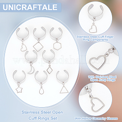 8 шт. набор из 8 колец-манжет из нержавеющей стали 304 RJEW-AB00012