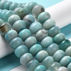 天然染め瑪瑙模造ターコイズビーズ連売り  ロンデル  アクア  11.5x8~8.2mm  穴：1.5~1.6mm  約48個/連  15.15インチ〜15.23インチ（38.5~38.7cm）&nbsp;G-P425-01B-02