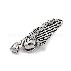 304ステンレススチール製ビッグペンダント  ドラゴンコームチャーム  アンティークシルバー  22.5x52x10.5mm  穴：8x5mm&nbsp;STAS-M336-07AS