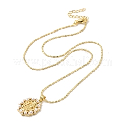 Овальные женские ожерелья с подвеской из латуни и жемчуга с узором Девы Марии NJEW-G082-03C-G