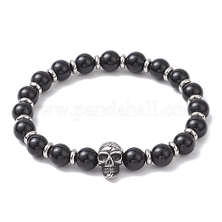 Braccialetti elastici in ossidiana naturale senza occhi&nbsp;BJEW-JB12184-01