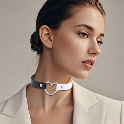 Регулируемые готические двухцветные ожерелья-чокеры из искусственной кожи в форме сердца для женщин NJEW-WH20816-007P-F