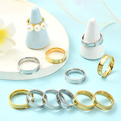 12 шт. 12 стиля 201 нержавеющая сталь рифленые кольца для пальцев&nbsp;RJEW-SC0001-29