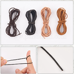 5m DIY つや消し牛革コード  洋服アクセサリー  ラウンド  ブラック  1.5mm  約5.47ヤード（5m）/セット&nbsp;OCOR-GF0004-97A-01