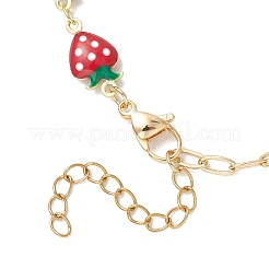 Изготовление браслета из цепочек с красной эмалью и звеньями в форме клубники из латуни.&nbsp;AJEW-JB01551