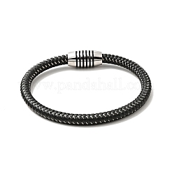 Браслет из микрофибры и кожи с круглым плетеным шнуром и застежкой из нержавеющей стали 304 для мужчин и женщин BJEW-C021-27P