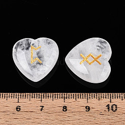 25 шт. натуральный кварцевый кристалл в форме сердца с гравировкой алфавита старшего футарка G-T144-02C