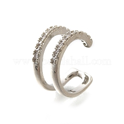 Серьги-каффы из латуни с прозрачным кубическим цирконием EJEW-Q025-03A-P