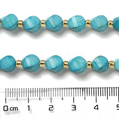 染色された天然のハウライトビーズ連売り  シードビーズで  ファセットツイスト  ダークシアン  8x8.5x7mm  穴：1mm  約39個/連  15.51インチ（39.4cm）&nbsp;G-G023-B01-02C