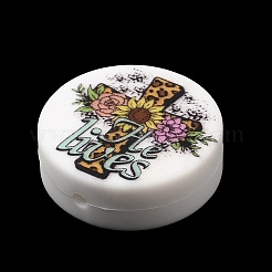 Плоские круглые экологически чистые силиконовые бусины пищевого качества&nbsp;LS-SIL-Q017-03C