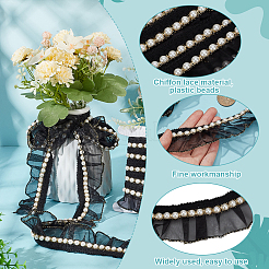 4 ярд шифоновой плиссированной кружевной ленты с пластиковыми бусинами&nbsp;OCOR-FG0002-65