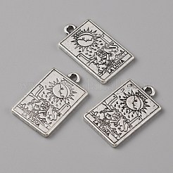合金のチベット風チャーム  タロット模様の長方形  月xviii  23x14x1.5mm  穴：1.8mm&nbsp;PALLOY-WH0111-138B