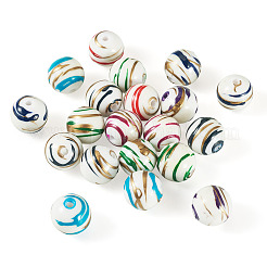 アクリルストライプビーズ20個  ラウンド  ミックスカラー  15.5mm  穴：2.5mm&nbsp;MACR-TA0002-77