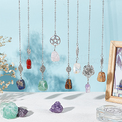 Подвеска из медной проволоки в виде самородков с драгоценными камнями&nbsp;HJEW-AB00384